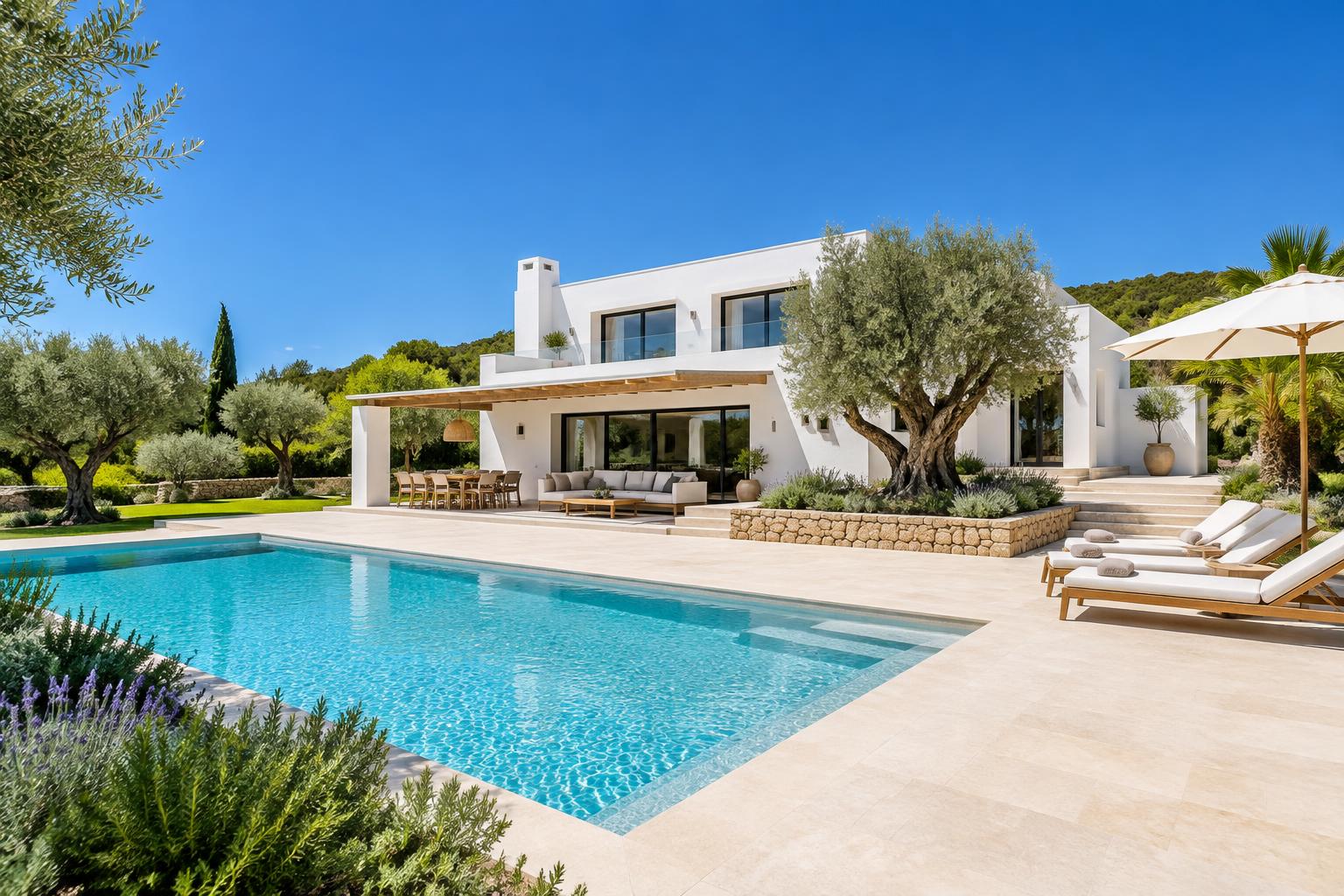 Villa mediterranea con piscina e giardino